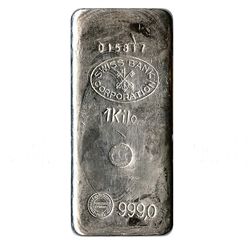 Silver Bars: Random Manufacturer 1 Kilo (32.15 oz) Bar .999 fine
