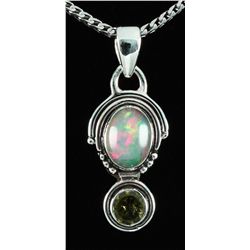 Cabochon Opal & Peridot 13.50ctw Pretty .925 Penant