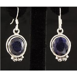 SAPPHIRE CORRUNDUM 36.15CTW SILVER HOOK EARRING