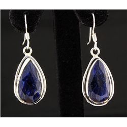 SAPPHIRE CORRUNDUM 41.08CTW SILVER HOOK EARRING