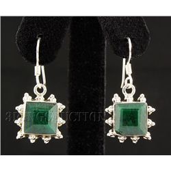 EMERALD BERYL 26.33CTW MINI SILVER HOOK EARRING
