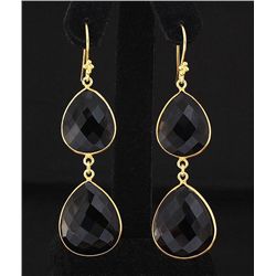 Smokey Topaz 78.62ctw in Gold Plated Brass Earring