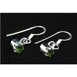 0.60CT Peridot Bezel Design 0.925 Hook Earring 1.56g