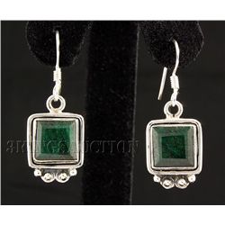 EMERALD BERYL 28.64CTW MINI SILVER HOOK EARRING