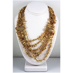 763.50ctw Philippine Sea Shells&Crystal Granite Necklace