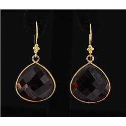 Natural Garnet 60.61ctw in Gold Plated Brass Earring