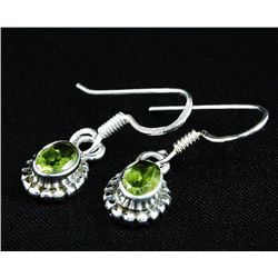 1.10CT Peridot Antique Design .925 HookEarring 2.03g