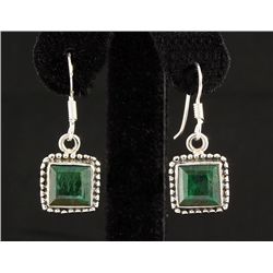 EMERALD BERYL 24.64CTW MINI SILVER HOOK EARRING