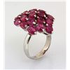 Image 1 : 33.78CTW Pink Ruby Cluster Design Silver Ring