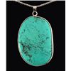 Image 1 : 96.93CTW BIG SLICE TURQUOISE IN SILVER BEZEL PENDANT