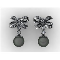 11MM Tahitian South Sea Pearl Diamond Butterfly Earring 14K