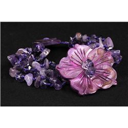 130.51CTW FOUR ROWS CHIPPED AMETHYST BEADS BRACELET