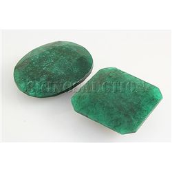120.72ctw Faceted Loose Emerald Beryl Gemstone Lot of 2