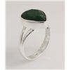 Image 1 : EMERALD BERYL 23.88CTW BEZEL DESIGN SILVER RING