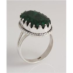 EMERALD BERYL 30.93CTW UNIQUE DESIGN SILVER RING