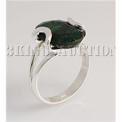EMERALD BERYL 22.55CTW UNIQUE DESIGN SILVER RING