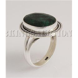 EMERALD BERYL 29.40CTW ANTIQUE LOOKS SILVER RING