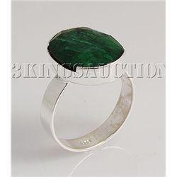 EMERALD BERYL 27.00CTW BEZEL DESIGN SILVER RING