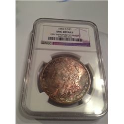 1882-S BU MS-65 NGC DETAILS MORGAN SILVER DOLLAR