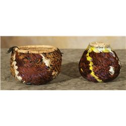 Pair of Pomo Feather Baskets