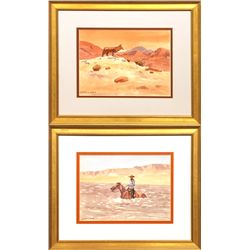 Leonard H. Reedy, pair watercolors