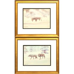 Leonard H. Reedy, pair watercolors