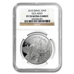 2010 Israel Akko Silver 2 NIS Coin PF-70 NGC UCAM