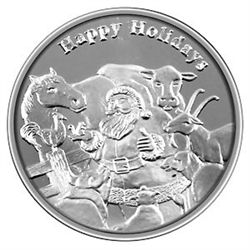 Christmas 2012 Silver Round X-6 Santa With Animals