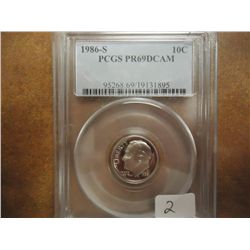 1986-S ROOSEVELT DIME PCGS PR69 DCAM