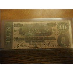 1864 $10 CONFEDERATE STATES OF AMERICA CURRENCY