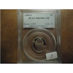 1998-S JEFFERSON NICKEL PCGS PR69 DCAM