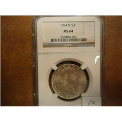 1954-D FRANKLIN HALF DOLLAR NGC MS64