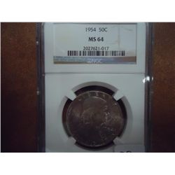 1954 FRANKLIN HALF DOLLAR NGC MS64