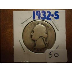 1932-S WASHINGTON SILVER QUARTER (KEY DATE)