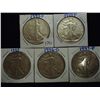 Image 1 : 1943,44,45,46-D & 47 WALKING LIBERTY HALF DOLLARS