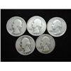 Image 1 : 5 ASSORTED 1930'S WASHINGTON SILVER QUARTERS