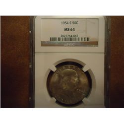 1954-S FRANKLIN HALF DOLLAR NGC MS64