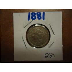 1881 THREE CENT PIECE (NICKEL)