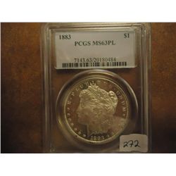 1883 MORGAN SILVER DOLLAR PCGS MS63PL