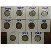 Image 1 : 11 ASSORTED BARBER DIMES OLD DEALER STOCK