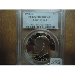 1976-S TYPE I IKE DOLLAR PCGS PR69 DCAM