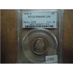 1992-S JEFFERSON NICKEL PCGS PR66 DCAM