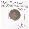 1870 AUSTRIAN 10 KREUZER COIN *RARE VERY FINE GRADE*! COIN CAME OUT OF SAFE!!