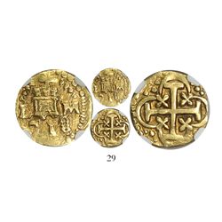 Lima, Peru, cob 1 escudo, 1718M, encapsulated NGC XF 45, Tauler Plate Coin.