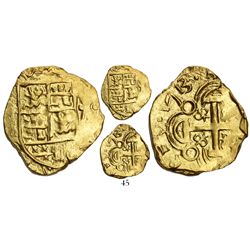 Bogotá, Colombia, cob 2 escudos, 1713, with 3 punched over "backwards" 3 (unique), from the 1715 Fle