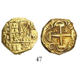 Bogota, Colombia, cob 2 escudos, Charles II posthumous, from the 1715 Fleet.