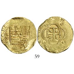 Seville, Spain, cob 4 escudos, Philip II, assayer Gothic D to left below mintmark.