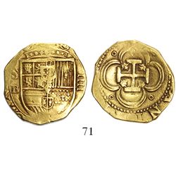 Seville, Spain, cob 4 escudos, Philip III, assayer B to left below mintmark, OMNIVM in legend.