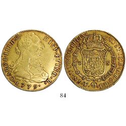 Potosi, Bolivia, bust 8 escudos, Charles III, 1779PR, rare.