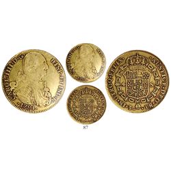 Potosi, Bolivia, bust 4 escudos, Charles IV (non-laureate bust, large local portrait), 1791PR, encap